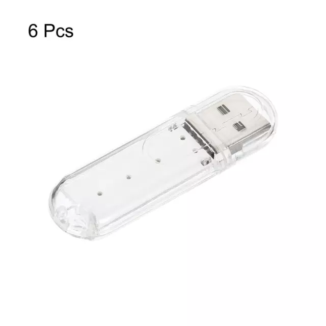 6Pcs USB Night Light Portable Plug-in Mini LED Lamp Stick 3 Beads, White 3