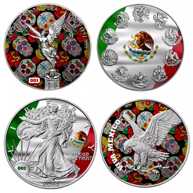 2023/2024 MEXICO & U.S. Mexican Pride 2 x 1 oz Silver Coin Set - 500 ...