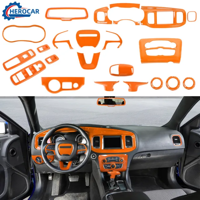 23pcs Steering Wheel Navigation Panel Cover Trim Kit For Dodge Charger 2015+