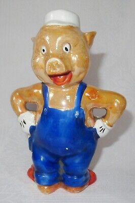 ANCIENNE TIRELIRE A CASSER EN BARBOTINE ONNAING COCHON A LA TRUELLE WALT DISNEY 