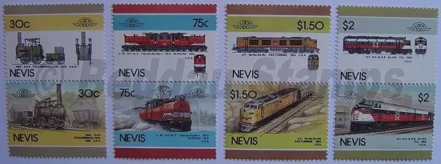 1986 NEVIS Set #5 Train Locomotive Railway Stamps (Leaders of the World)