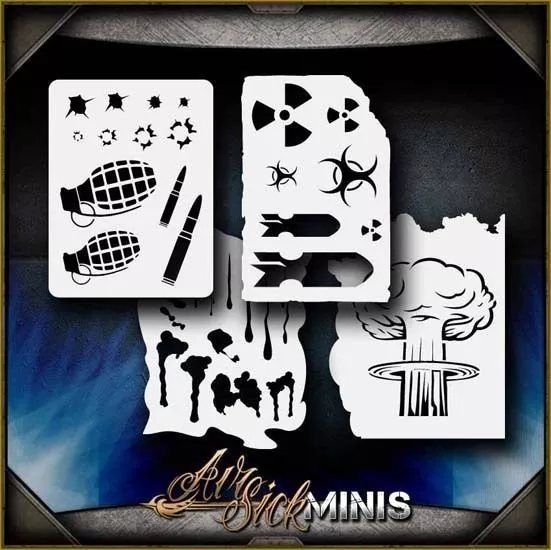 "Mini Warfare Set" Airbrush Stencil Template Airsick