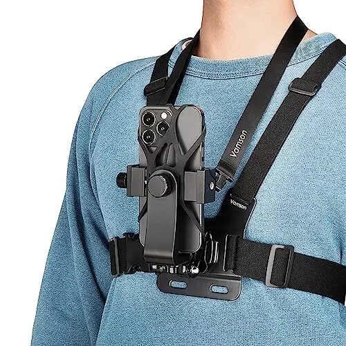 Vamson Mobile Phone Chest Mount Harness Strap Cell Phone Holder Mount for Video