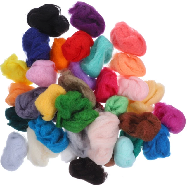 36 piezas Tiras de lana de color de color lana hechas a mano Gadgets para niños fieltro con aguja