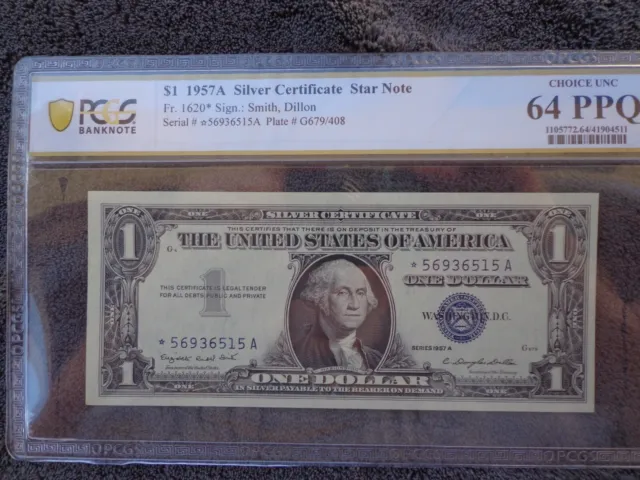 1957-A $1 Silver ⭐️STAR Fr. 1620* PCGS 64 PPQ Serial *5693651A