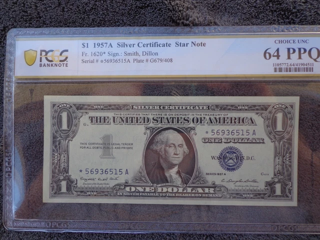 1957-A $1 Silver ⭐️STAR Fr. 1620* PCGS 64 PPQ Serial *5693651A