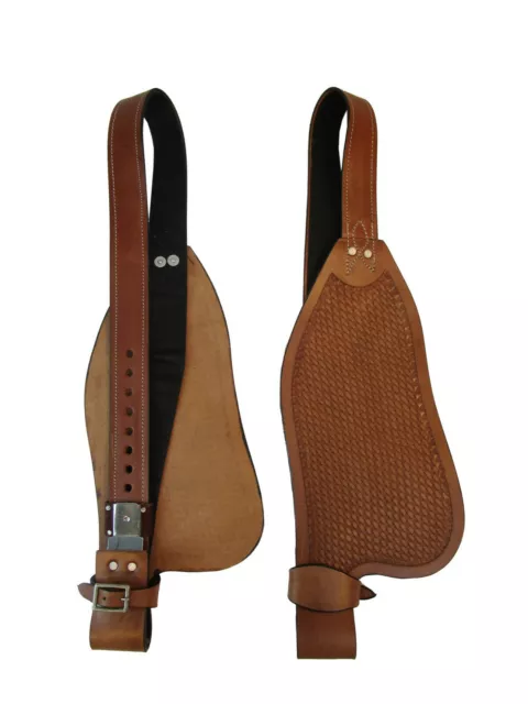 Roping Saddle Western Fenders Basket Weave Tooled Leather Ranch Roper Tack Pair