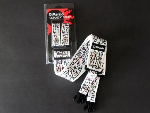 Dimarzio Steve Vai White Art Strap Cliplock Guitar Strap 2 Inch Wide Dd2242