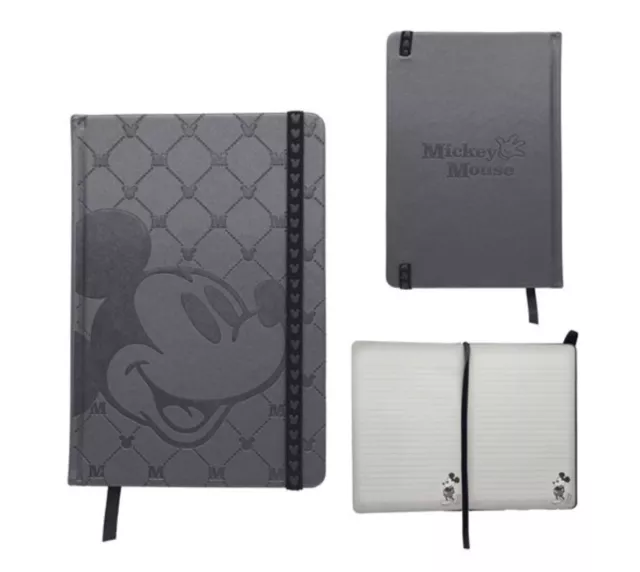 New Disney Mickey Mouse Black Lined Deluxe Journal Embossed Writing Notebook