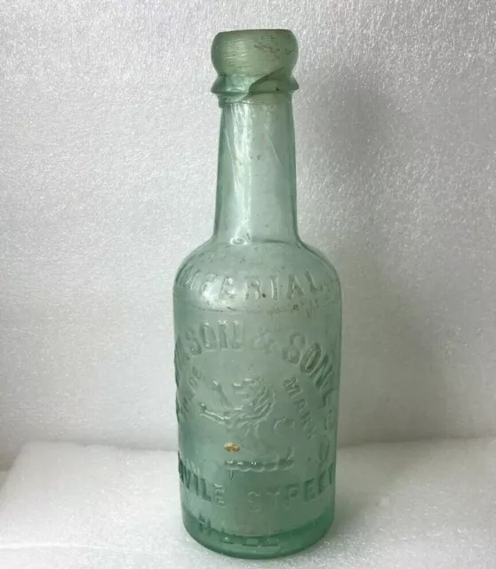 Antique  Mineral Water Bottle H Wilson & Son Savile Street Hull 20 cm's