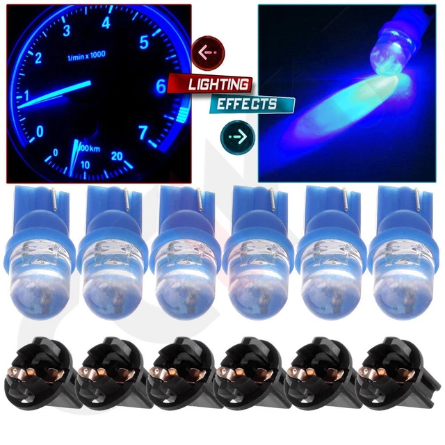 6x T10 194 W5W 1 LED Blue Dome Instrument Interior Car Light Bulb Lamp w/socket