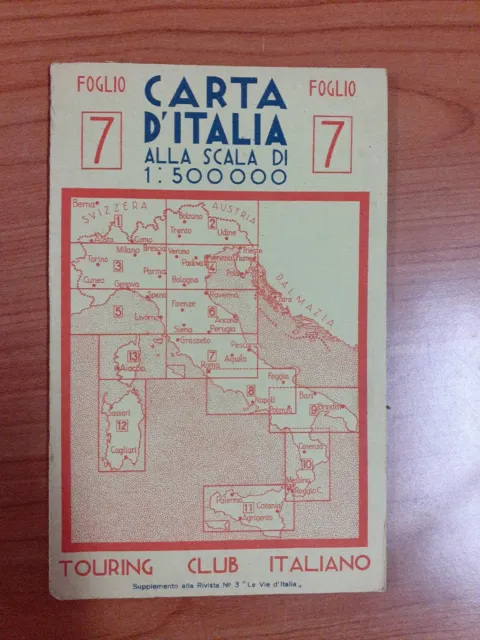 Carta D'Italia Foglio 7 Touring Club Italiano Le Vie D'italia Sc13