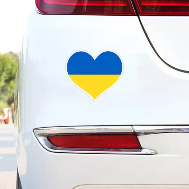 Heart Shape Ukrainian Flag Car Stickers Ukraine Auto Window Decal (1pc)