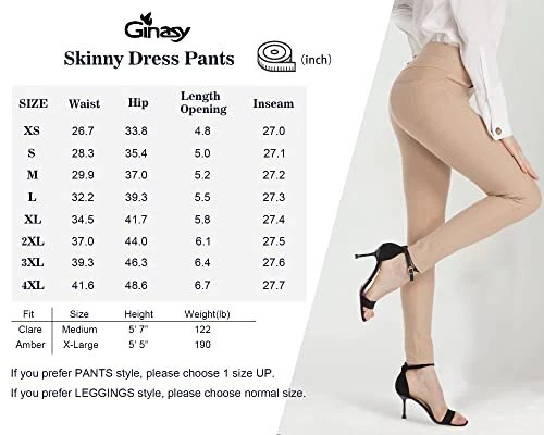 Ginasy Dress Pants for Women Business Casual Stretch Pull On Work Office Dressy