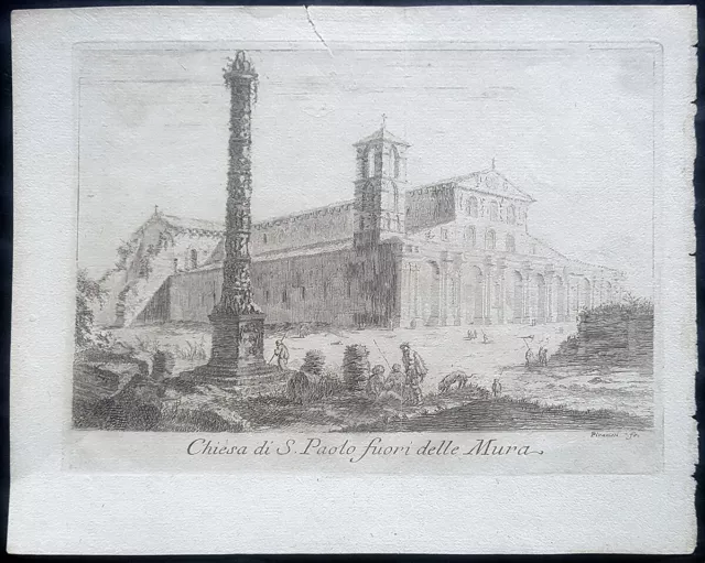 stampa antica Ridolfino Venuti 1763 G. B. Piranesi veduta basilica san paolo
