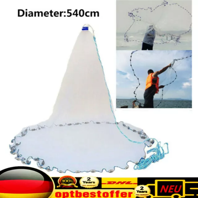 Wurfnetz Fischernetz Fisch Netz Durchmesser 5.4 Meter Fishing Net Neu DHL