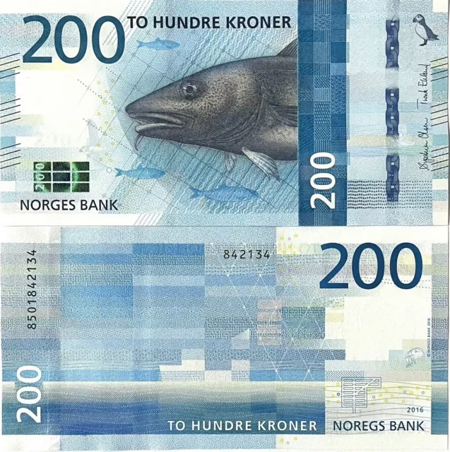 Norway 200 Kroner 2016 (2017) P 55 UNC