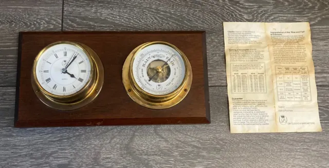 GB Vintage Maritime Style clock And Barometer Made In Germany with Instructions