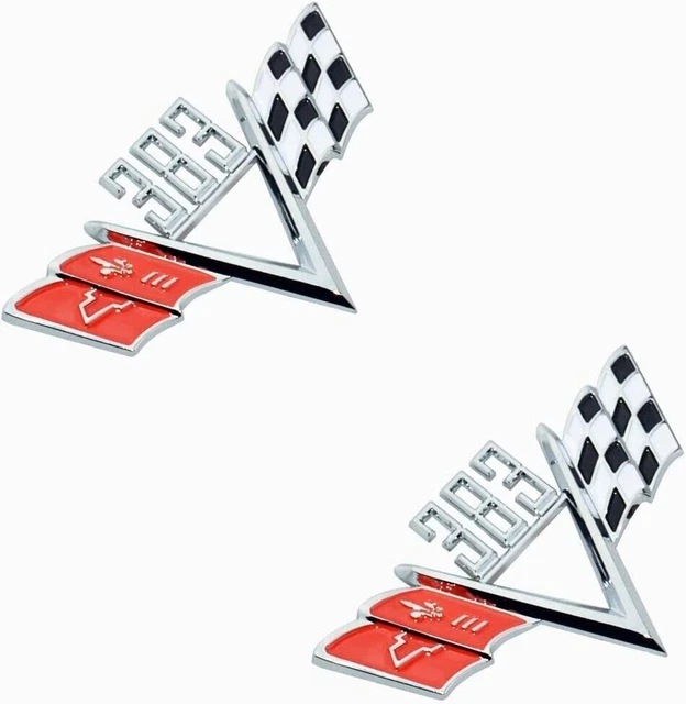 Custom 350 Cross Flag Fender Emblem - Chrome 1960s Chevrolet Chevy Style Trim Badge