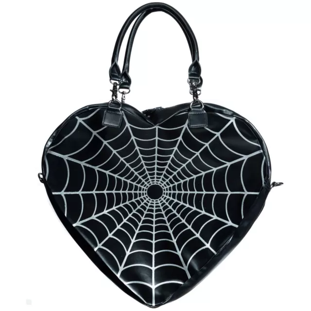Kreepsville 666 Spider Cobweb Sparkle Heart Gothic Punk Horror Purse Bag BGHGW