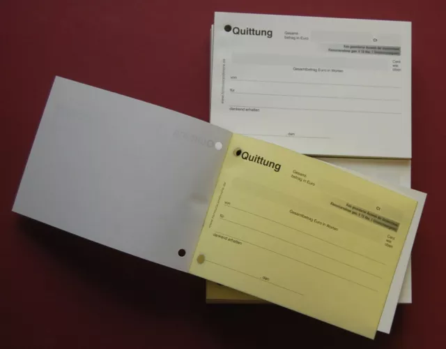 QUITTUNGSBLOCK f. Kleinunternehmer, DIN A6 selbstdurchschr, 2x50 BLATT, RECHNUNG 3