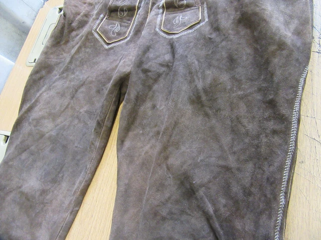Pantaloni In Pelle Trachten Vintage Austriaci Octoberfest Pantaloni In Pelle Uk 38" 3