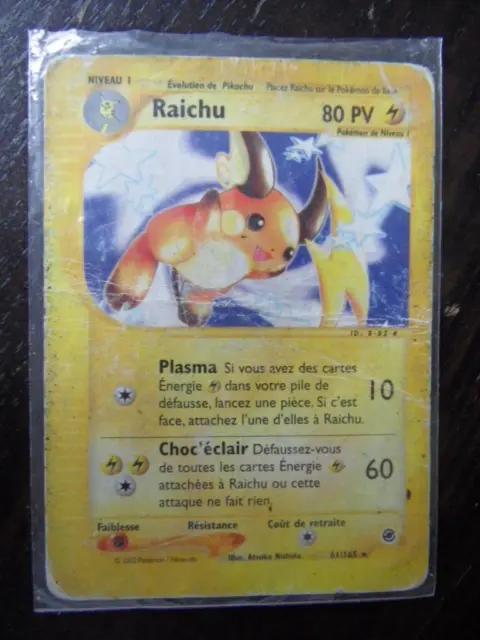 1995 Pokemon Card Raichu 61/165 Rare French Center Folding Mark Condition. 2