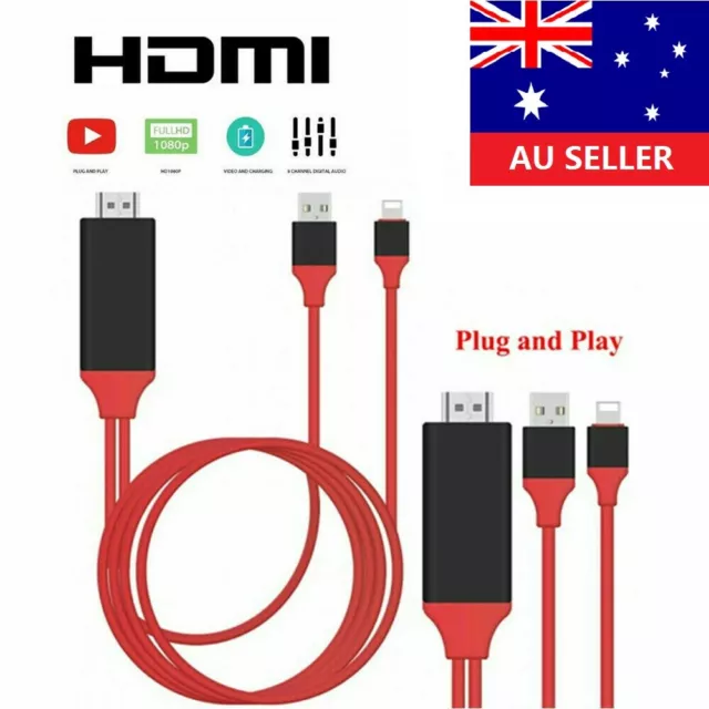 Adapter Cable For iPhone Screen To HDMI Digital TV 1080P USB Charger Converter