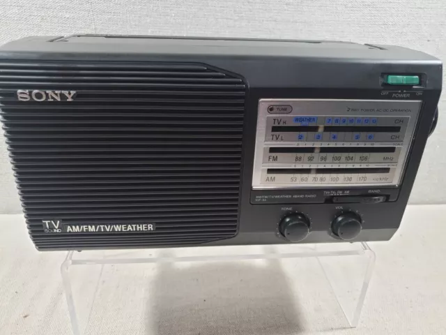 Sony ICF-34 TV Sound AM/FM/Weather Portable Radio Electric or Battery - Tested