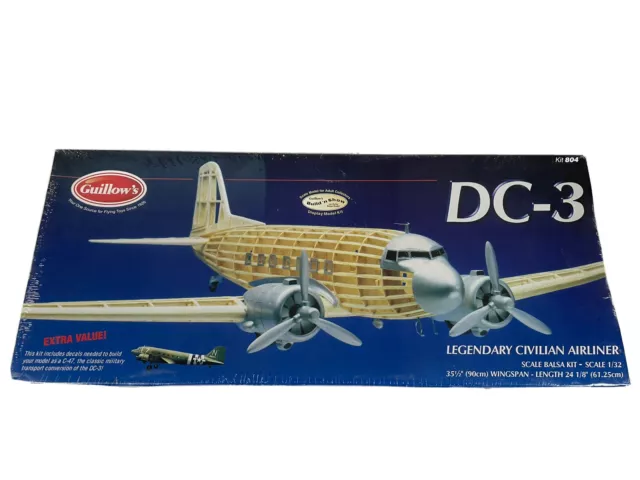GUILLOWS DOUGLAS DC-3 (C-47) Balsa Wood Model Airplane Kit Aviation 804 ...