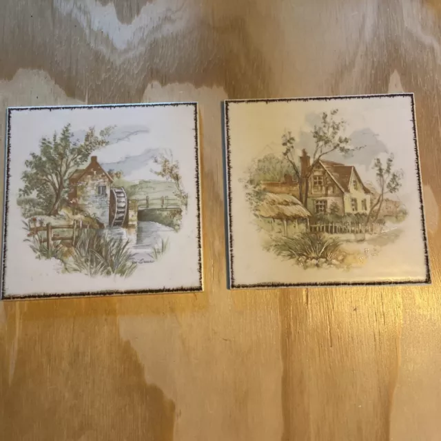 Vintage Pilkington Ceramic Tile Made in England (6" x 6") Lot Of 2