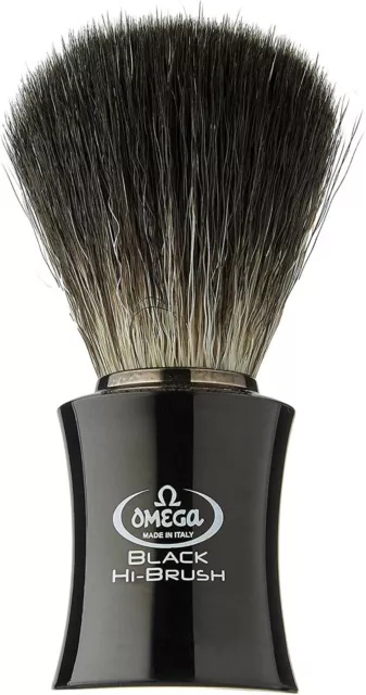 Omega 0196818 pennello da barba pelo sintetico Hi Brush  manico color nero