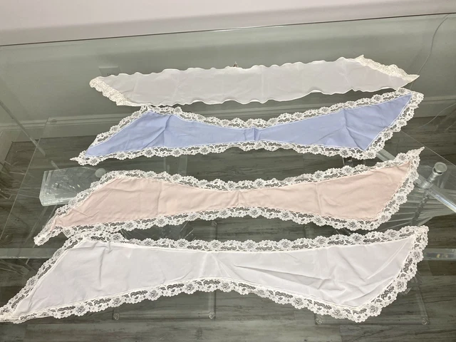 4pc Lot Vintage Lace White Pink Powder Blue WPL 209 Women’s Neck Ponytail Scarf