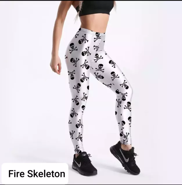 Leggings Sports Yoga Pants Digital 3D Printed Fire Skeleton Hot in Trends