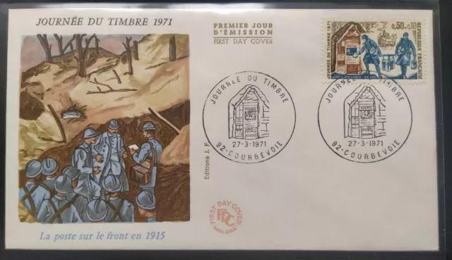 Enveloppe Premier Jour Journée Du Timbre N° 1671 La Poste Aux Armées 1971 Courbe