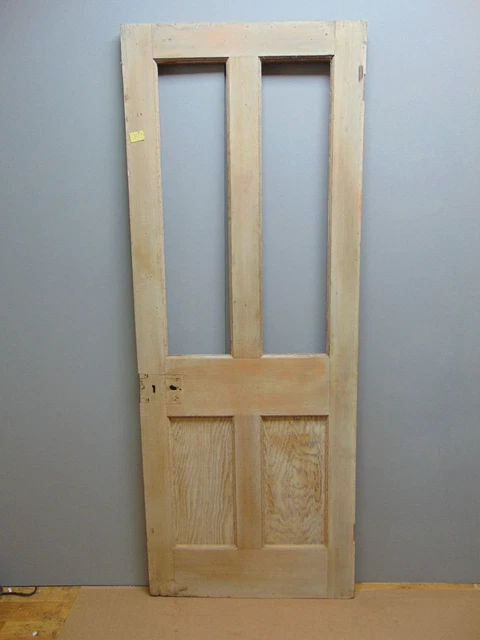 Door  29 3/4" x 77 1/4"  Pine Victorian Door 4 Panel Internal Part Glazed ref 93