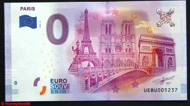Billet touristique zero €uro, PARIS, 2016-2, neuf