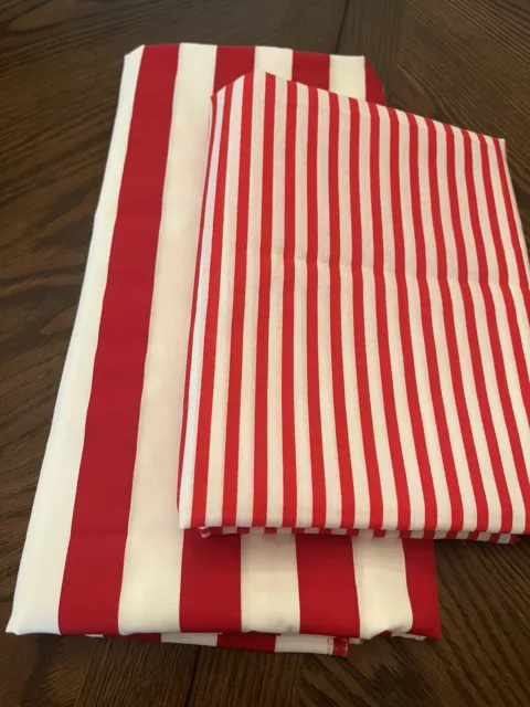 3 Yds. 2 Sized Red White Stripe Fabric Sew Quilt Costume Circus 1”wide 1/4” Wide