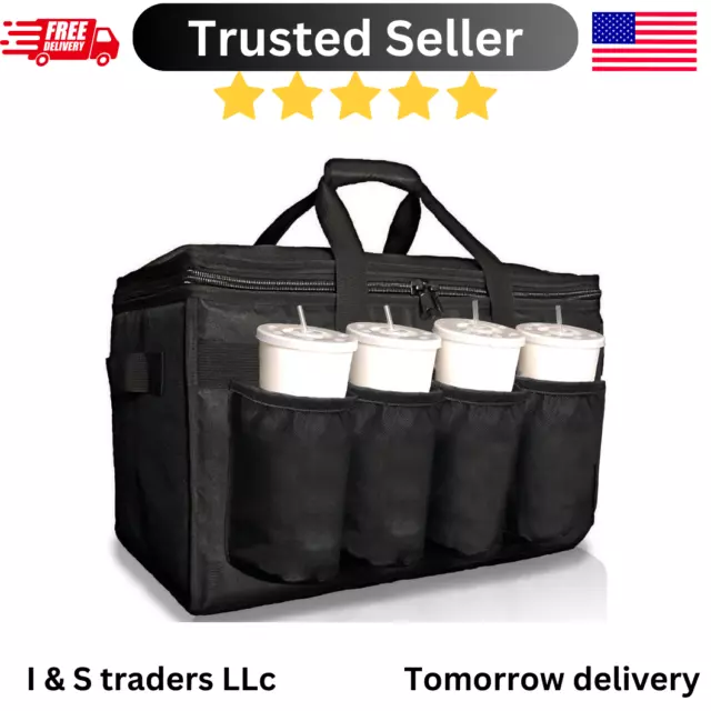 Insulated Food Delivery Bag With Cup Holders/Drink Carriers Premium Xxl Great