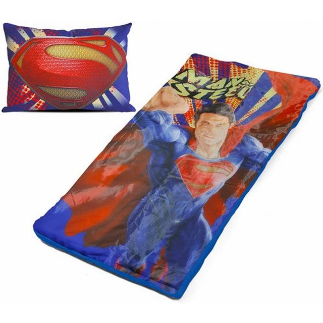 Superman Man of Steel 2 Piece Sleep Over Set Slumber Bag & Pillow, Sleeping Bag