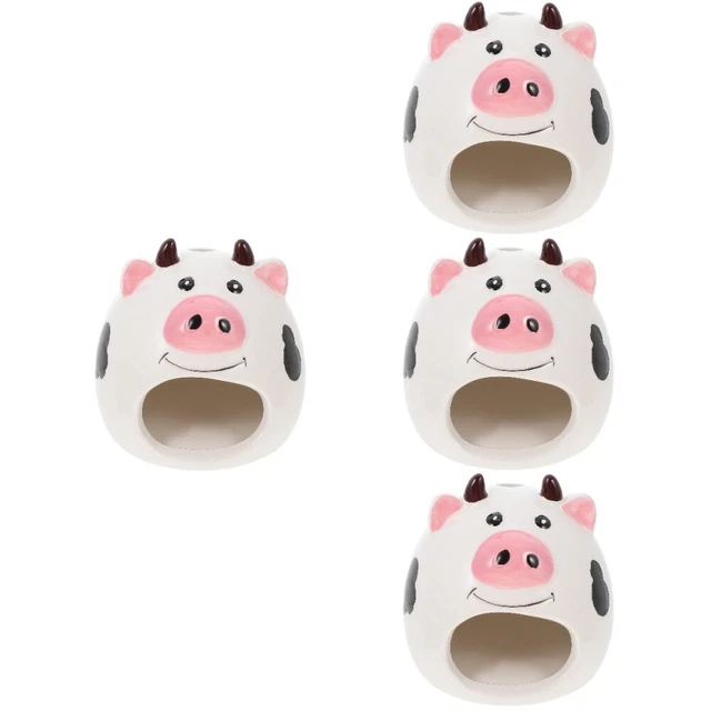 4 Count Ceramic Hamster Hideout Hamster Log Cabin Decor Small Animals