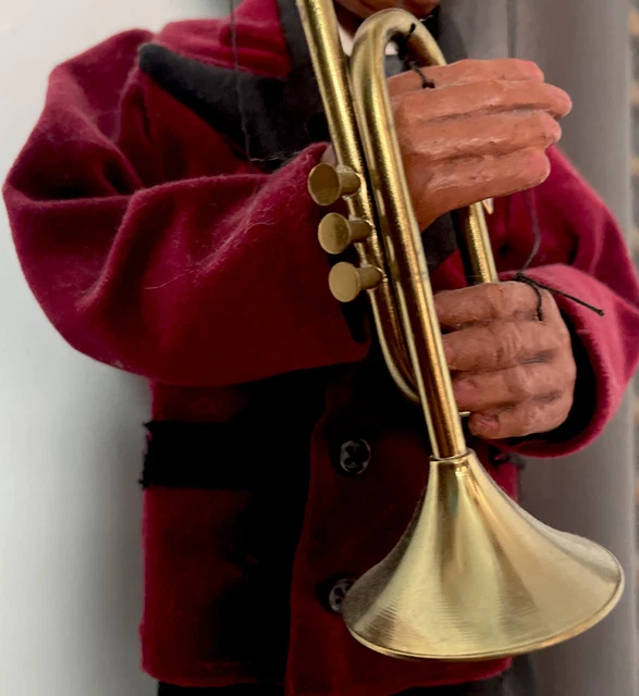 Antique Wooden Hand Crafted marionette doll Trumpet Player🎺👨🏾‍🦱