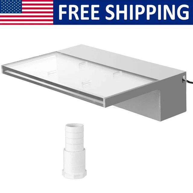Pool Fountain Spillway Blue Strip LED Light Waterfall Fountain Solid Acrylic New