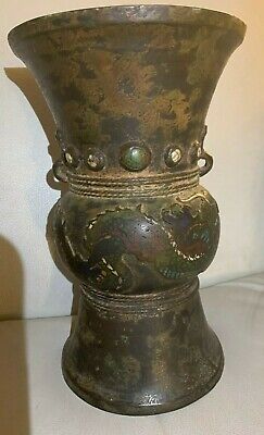 Chinese Cloisonne double sided Cast Bronze , 2 handles Urn-archaic form,Very old