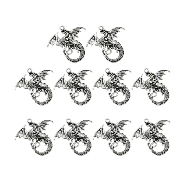 10 Stück Legierung Drachen Anhänger Charms DIY Schmuck Herstellung Zubehör für