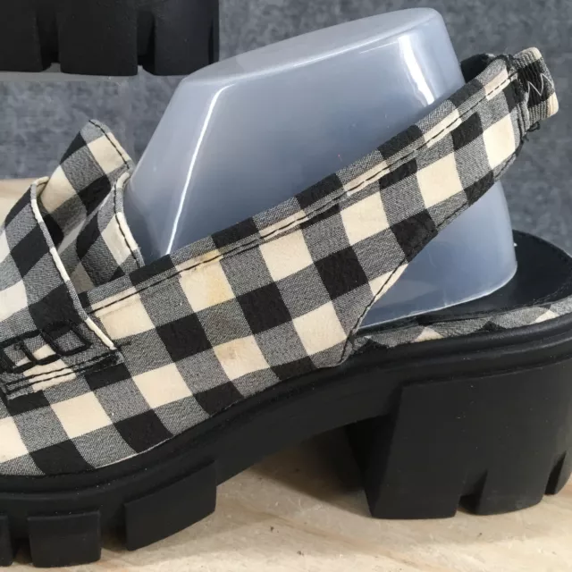 Asos Design Sandals Womens 6 Platform Casual Checkered Slingback Black Fabric 3