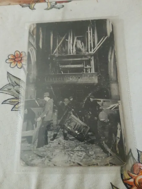 Storica Cartolina Fotografica Organi Torre Di Londra Distrutti Tedeschi Ww2