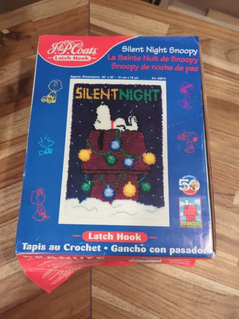 SNOOPY Silent Night Christmas Latch Hook Rug Wall Kit Dog 20x30 NEW