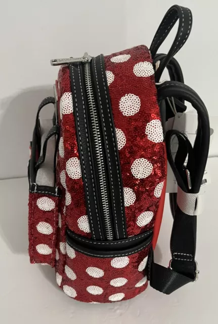 DISNEY PARKS MINNIE Mouse Polka Dot Red Sequins Backpack Loungefly 2024 ...
