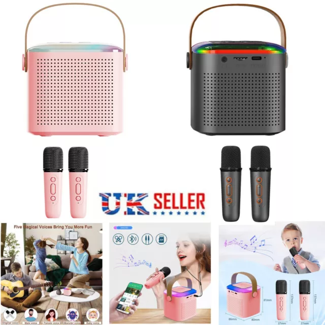 Karaoke Machine with 2 Wireless Microphones for Adults/Kids Bluetooth Speaker